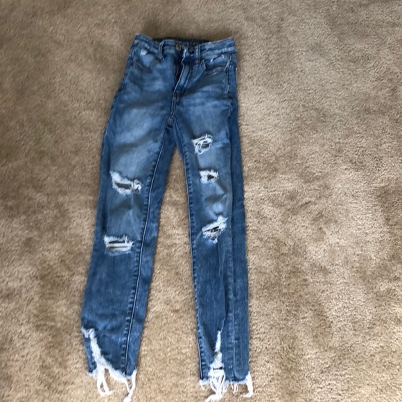 fringe bottom jeans american eagle